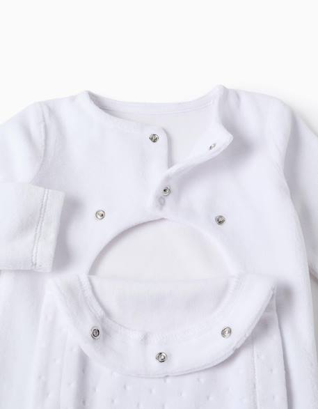 Grenouillère en velours avec ouverture frontale Blanc 3 - vertbaudet enfant 