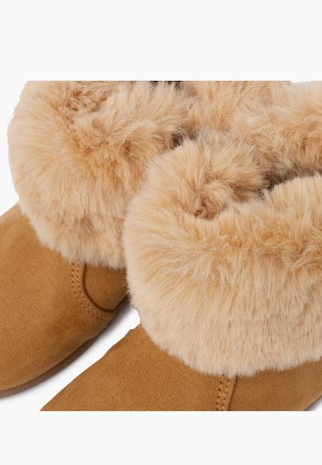 Bottes fille col fourrure semelle fine Bleu marine+Bordeaux+Camel 18 - vertbaudet enfant 