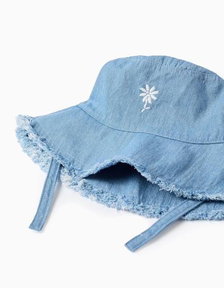 Bob en jean avec fleur brodée Bleu 2 - vertbaudet enfant 