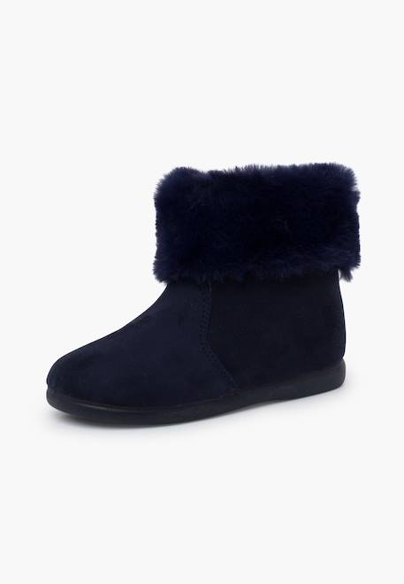 Bottes fille col fourrure semelle fine Bleu marine+Bordeaux+Camel 2 - vertbaudet enfant 
