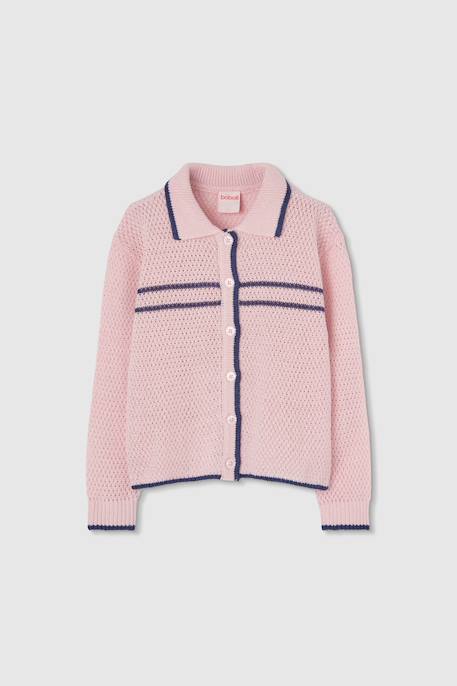 Gilet en maille pour fille Rose 1 - vertbaudet enfant 