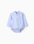 Body-chemise en coton à manches longues Beige+Bleu clair 5 - vertbaudet enfant 