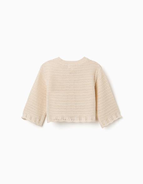 Gilet en maille avec détails ajourés Beige clair 2 - vertbaudet enfant 