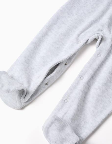 Grenouillère en velours avec imprimé super Gris clair 4 - vertbaudet enfant 