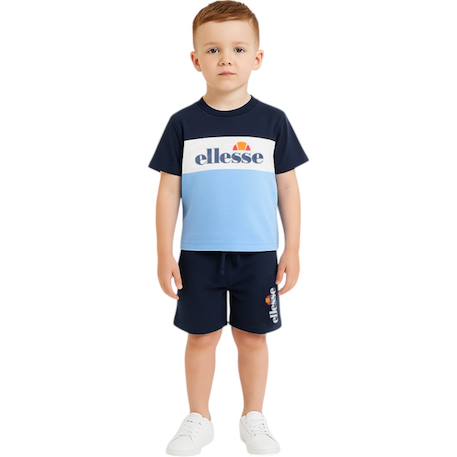 Ensemble 3 pièces t-shirt manches courtes short et sac à imprimé Bleu 2 - vertbaudet enfant 