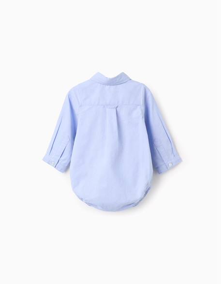 Body-chemise en coton à manches longues Beige+Bleu clair 6 - vertbaudet enfant 