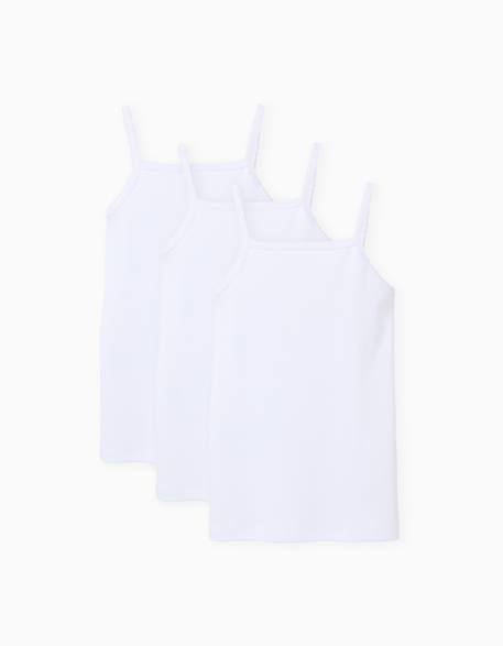 Lot de 3 tops à bretelles en coton Blanc 1 - vertbaudet enfant 