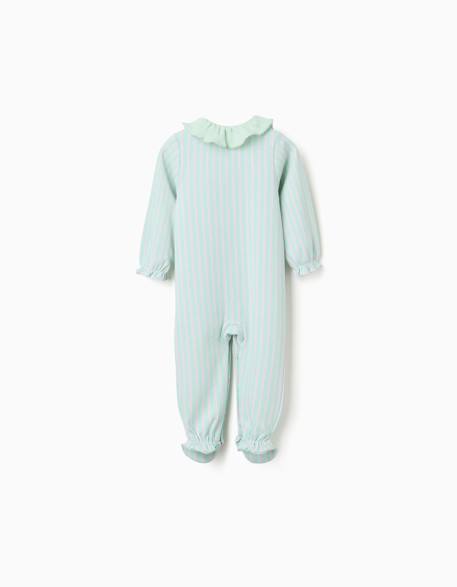 Grenouillère en coton rayée Vert clair 2 - vertbaudet enfant 