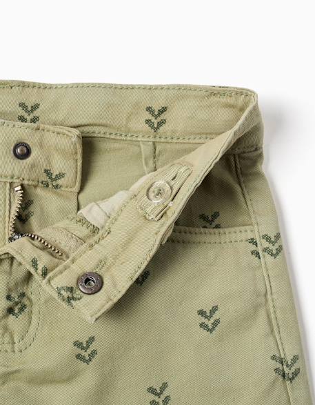 Short en sergé à motif floral et ourlets effilochés Vert foncé 3 - vertbaudet enfant 