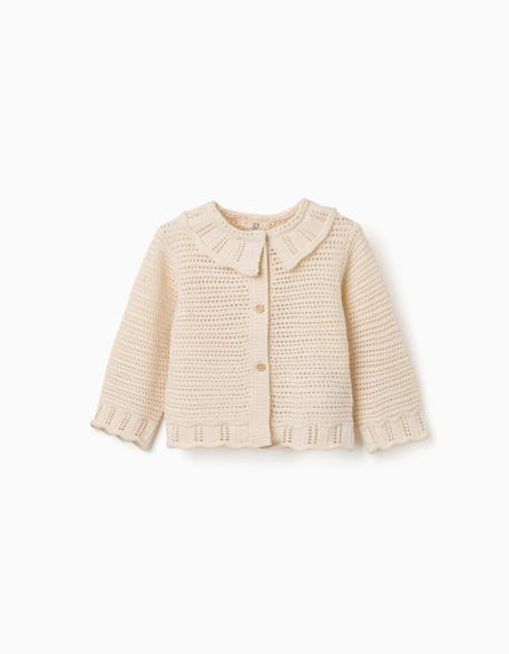 Gilet en maille avec détails ajourés Beige clair 1 - vertbaudet enfant 