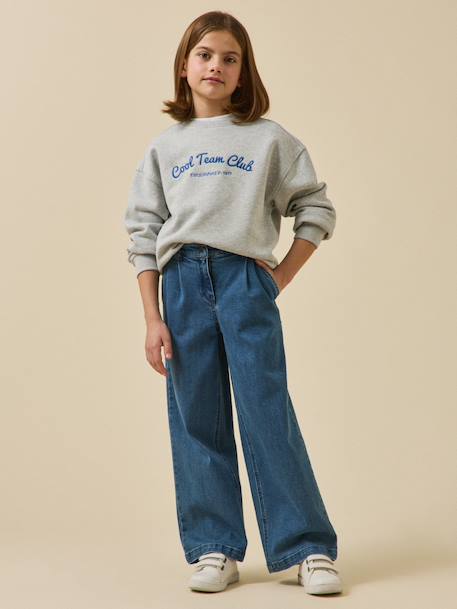Sweat brodé  - collection junior Gris chine 5 - vertbaudet enfant 