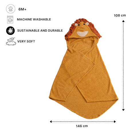 Serviette cape lion en tissu éponge doux Orange 5 - vertbaudet enfant 