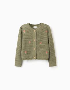 -Gilet en maille avec fleurs brodées