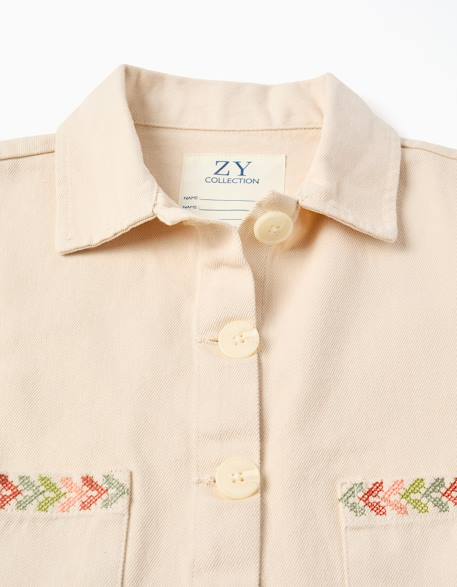 Veste en sergé avec broderie au point de croix Beige 3 - vertbaudet enfant 