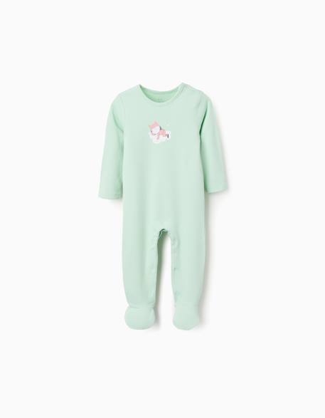Grenouillère en coton à imprimé Vert clair 1 - vertbaudet enfant 