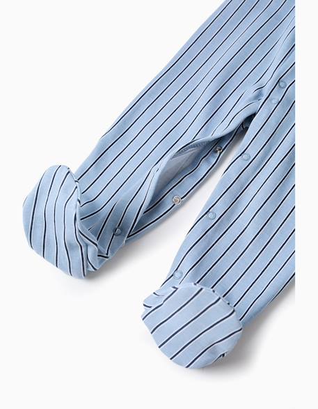 Grenouillère en coton rayée Bleu clair 4 - vertbaudet enfant 