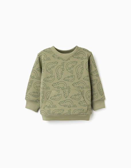 Sweat en coton avec motif caméléon Vert foncé 1 - vertbaudet enfant 