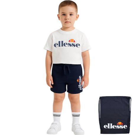 Ensemble 3 pièces t-shirt manches courtes short et sac à imprimé Marine 2 - vertbaudet enfant 