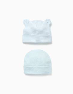 Lot de 2 bonnets en coton unis/rayés  - vertbaudet enfant