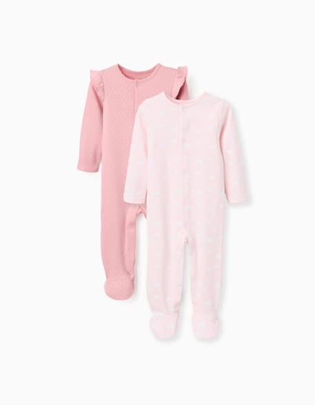 Bébé-Lot de 2 grenouillères en coton