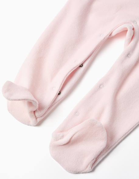 Grenouillère en velours à imprimé étoiles Rose clair 4 - vertbaudet enfant 