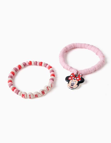 Lot de 2 bracelets avec perles et minnie Rose clair 2 - vertbaudet enfant 