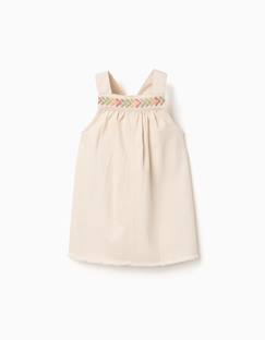Bébé-Robe, jupe-Robe salopette en sergé avec broderie
