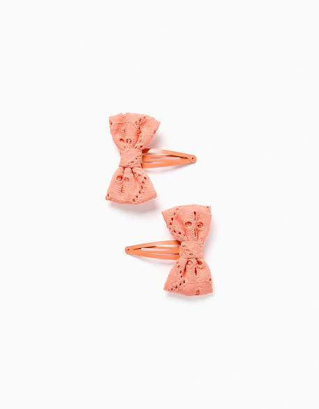 Bébé-Accessoires-Accessoires cheveux-Lot de 2 pinces à nœuds en broderie anglaise