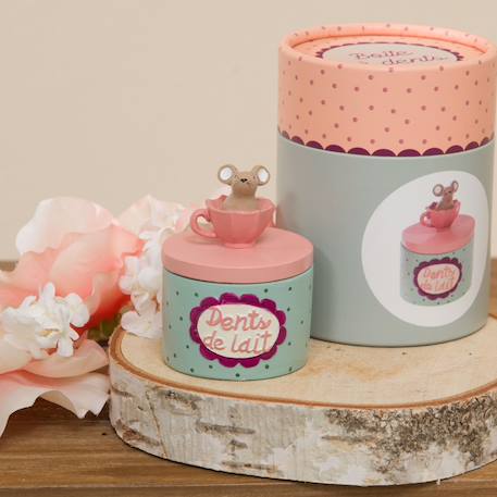 Boîte à dents de lait décorative avec petite souris Rose, bleu, blanc 3 - vertbaudet enfant 