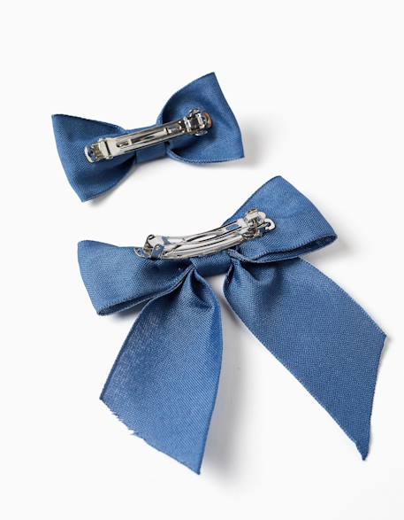 Lot de 2 pinces avec nœuds en coton Bleu+Rose 2 - vertbaudet enfant 