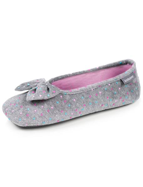Chaussons ballerines microvelours semelle ultra souple mousse à mémoire forme Noir+Pois gris+Rouge 12 - vertbaudet enfant 