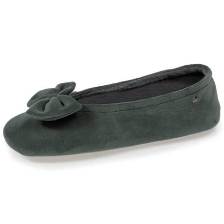 Chaussons ballerines ultra confortables, semelle en cuir, détail grand nœud Aubergine+Bleu canard+Bleu canardfleurs+Girafe+Gris chiné clair+Ivoire+Rayure marinière+Rayuresbleues+Rouge+Sauge+Vert d'eau 54 - vertbaudet enfant 
