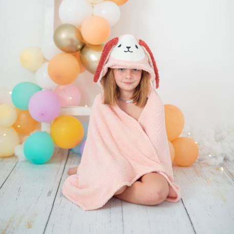 Fille-Serviette cape lapin en tissu éponge doux