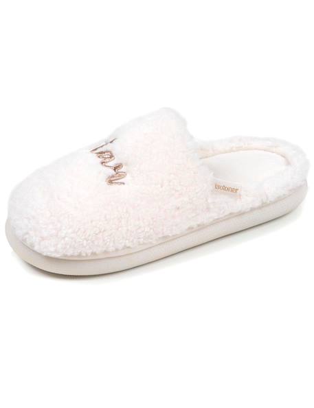 Chaussons mules matière sherpa, semelle bloup extra confort Ivoire+Léopard camel 6 - vertbaudet enfant 