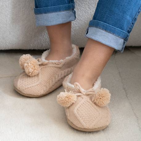 Chaussettes d'intérieur ultra confortables, semelle en suédine avec picots antidérapants Beige 2 - vertbaudet enfant 