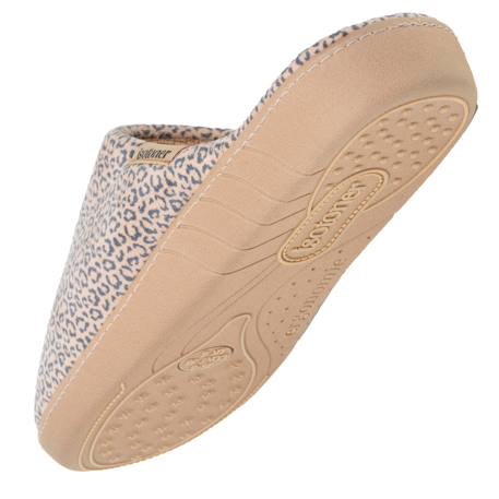 Chaussons mules velours semelle ergonomique, mousse à mémoire forme Léopard beige+Noir+Pois gris 5 - vertbaudet enfant 