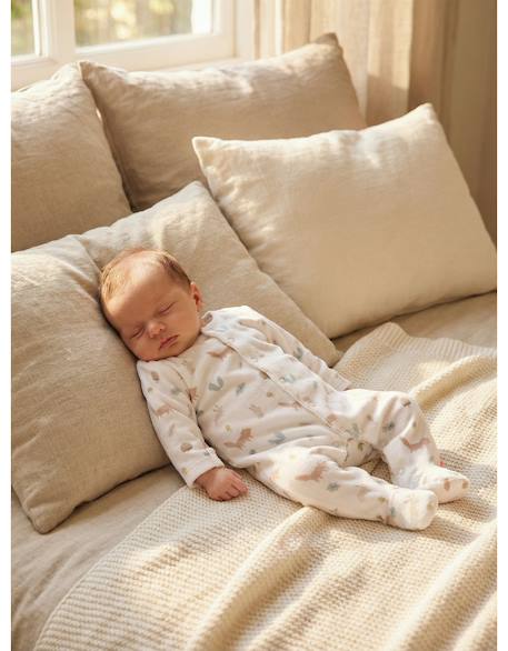 Pyjama bébé en velours à motifs Blanc 2 - vertbaudet enfant 