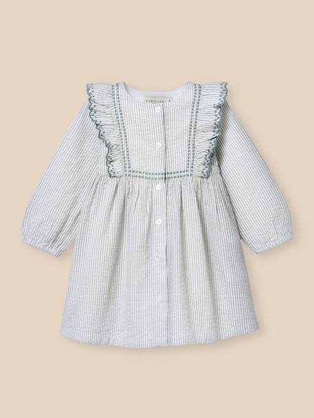 Robe en seersucker bébé Rayure amande 1 - vertbaudet enfant 