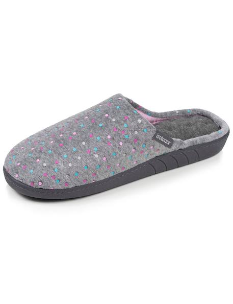 Chaussons mules velours semelle ergonomique, mousse à mémoire forme Léopard beige+Noir+Pois gris 18 - vertbaudet enfant 