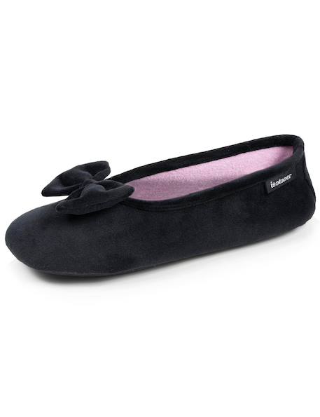 Chaussons ballerines microvelours semelle ultra souple mousse à mémoire forme Noir+Pois gris+Rouge 6 - vertbaudet enfant 