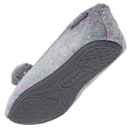 Chaussons ballerines microvelours semelle ultra souple mousse à mémoire forme Noir+Pois gris+Rouge 11 - vertbaudet enfant 