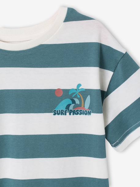 Tee-shirt garçon larges rayures motif poitrine orange+rayé vert 8 - vertbaudet enfant 