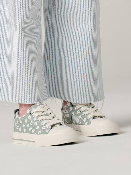 Baskets fille en toile fantaisie blush+vert imprimé 10 - vertbaudet enfant 