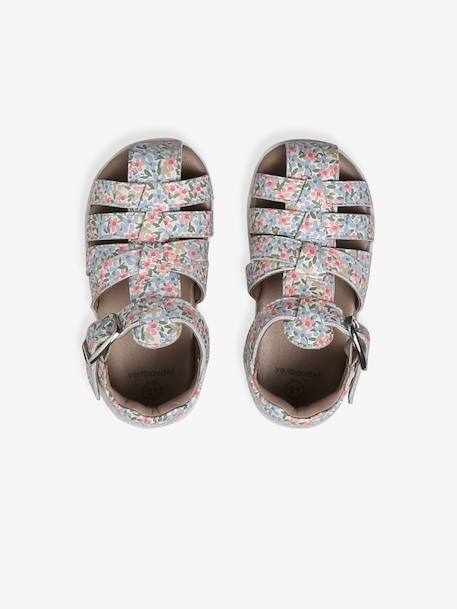 Sandales premiers pas bébé beige irisé+blanc imprimé+or 9 - vertbaudet enfant 