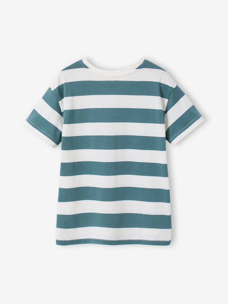Tee-shirt garçon larges rayures motif poitrine orange+rayé vert 7 - vertbaudet enfant 
