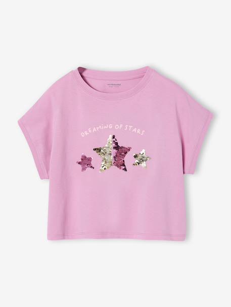 T-shirt fille motifs sequins écru+lilas+vert d'eau 10 - vertbaudet enfant 