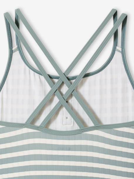 Maillot de bain 1 pièce rayures vert sauge 4 - vertbaudet enfant 