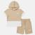 Ensemble  garcon - sweat à capuche manches courtes et bermuda Beige+Gris+Marine+Vert 4 - vertbaudet enfant 