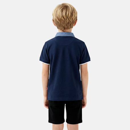 Polo avec col chemise ouverture boutonnée Marine+Noir+Rouge+Vert 3 - vertbaudet enfant 