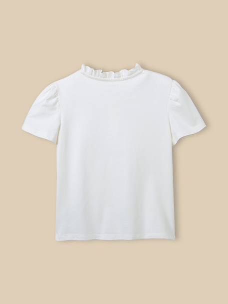 T-shirt  à col froufrou - collection junior Ecru 2 - vertbaudet enfant 